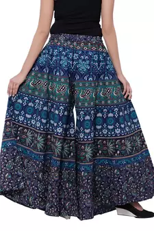 Blue  Cotton Long Printed Palazzo