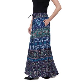 Blue  Cotton Long Printed Palazzo 4