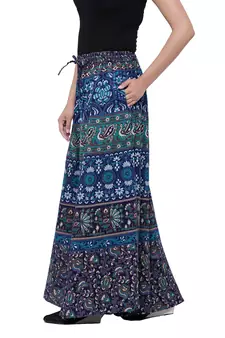 Blue  Cotton Long Printed Palazzo