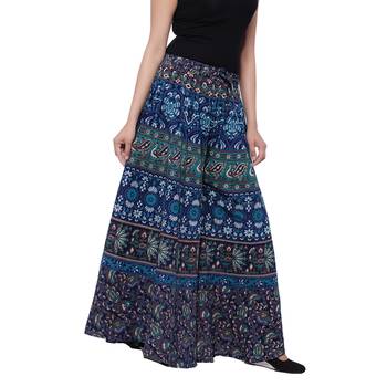 Blue  Cotton Long Printed Palazzo 5