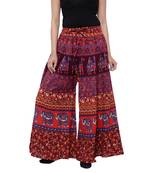 Red  Cotton Long Printed Palazzo