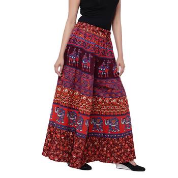 Red  Cotton Long Printed Palazzo 4