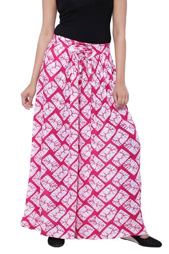 Pink  Cotton Long Printed Palazzo