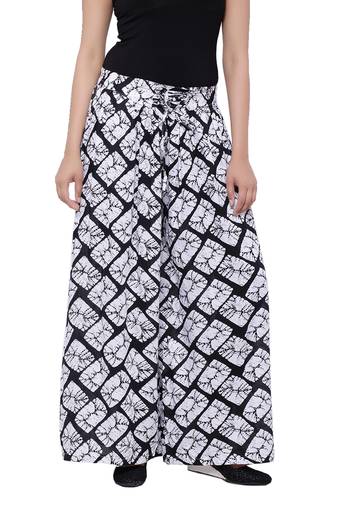 Black  Cotton Long Printed Palazzo