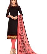 Black Embroidered Cotton Salwar With Dupatta