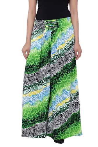 Green  Cotton Long Printed Palazzo