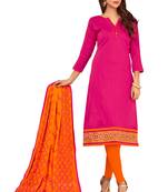 Pink Embroidered Cotton Salwar With Dupatta