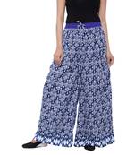 Blue  Cotton Long Printed Palazzo