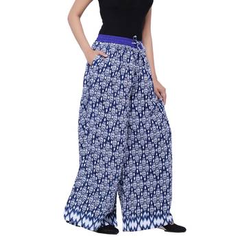 Blue  Cotton Long Printed Palazzo 2