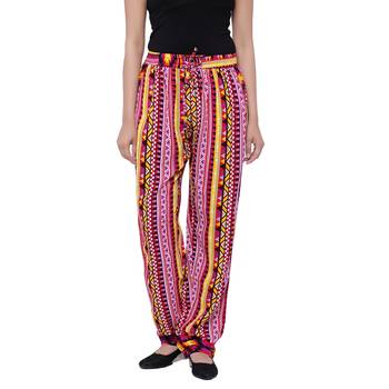 Pink  Cotton Long Printed Palazzo 1
