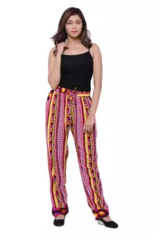Pink  Cotton Long Printed Palazzo