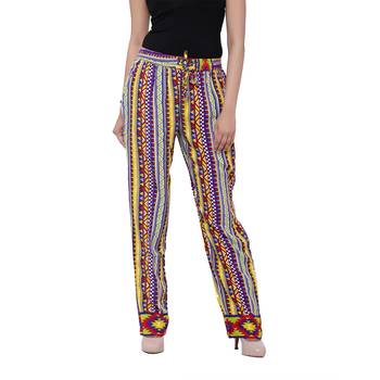 Purple  Cotton Long Printed Palazzo 1