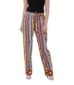 Purple  Cotton Long Printed Palazzo