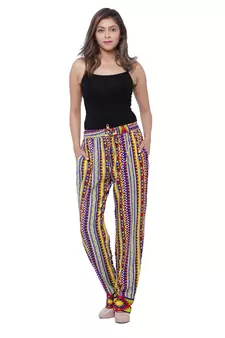 Purple  Cotton Long Printed Palazzo
