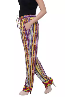 Purple  Cotton Long Printed Palazzo