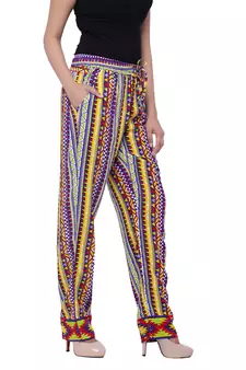 Purple  Cotton Long Printed Palazzo