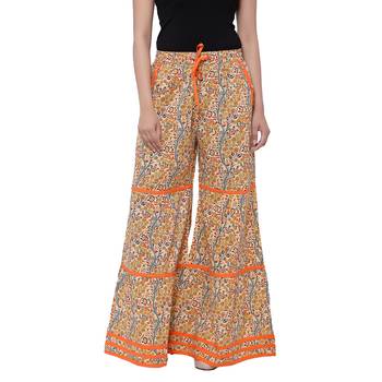 Orange  Cotton Long Printed Palazzo 1