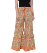 Orange  Cotton Long Printed Palazzo