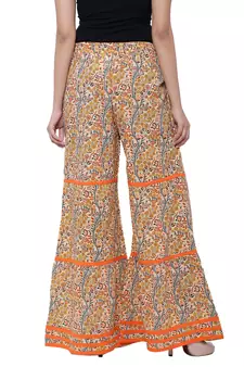 Orange  Cotton Long Printed Palazzo