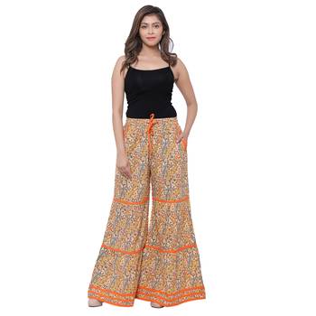 Orange  Cotton Long Printed Palazzo 3