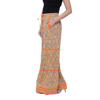Orange  Cotton Long Printed Palazzo 4