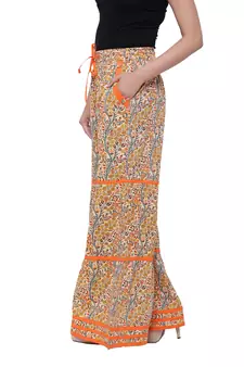 Orange  Cotton Long Printed Palazzo