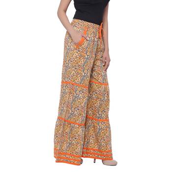Orange  Cotton Long Printed Palazzo 5