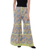 Green  Cotton Long Printed Palazzo