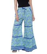 Blue  Cotton Long Printed Palazzo