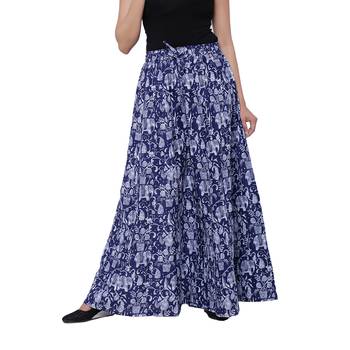 Blue  Cotton Long Printed Palazzo 1