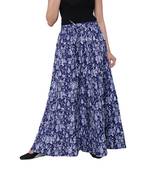 Blue  Cotton Long Printed Palazzo