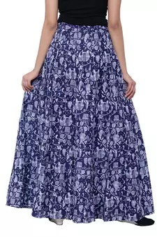 Blue  Cotton Long Printed Palazzo