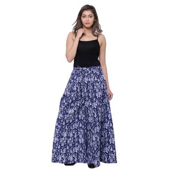 Blue  Cotton Long Printed Palazzo 3
