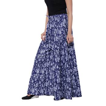 Blue  Cotton Long Printed Palazzo 4