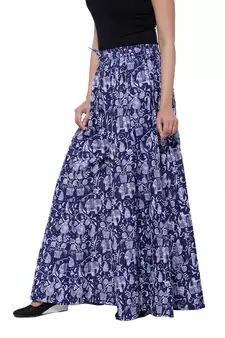 Blue  Cotton Long Printed Palazzo