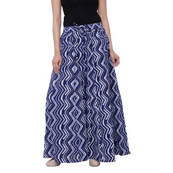 Blue  Cotton Long Printed Palazzo 1