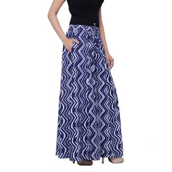Blue  Cotton Long Printed Palazzo 5