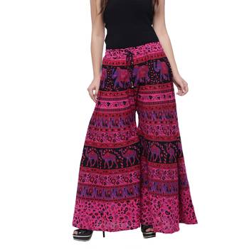 Pink  Cotton Long Printed Palazzo 1