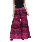 Pink  Cotton Long Printed Palazzo