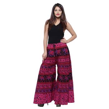 Pink  Cotton Long Printed Palazzo 3