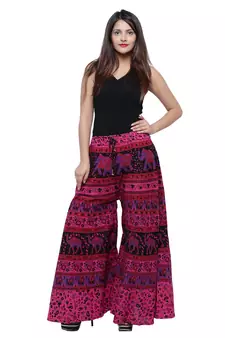 Pink  Cotton Long Printed Palazzo