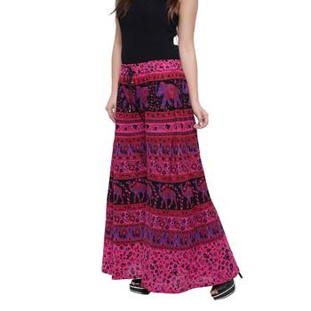 Pink  Cotton Long Printed Palazzo 4