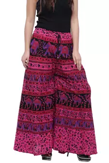 Pink  Cotton Long Printed Palazzo