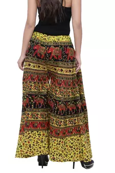 Green  Cotton Long Printed Palazzo