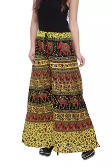 Green  Cotton Long Printed Palazzo