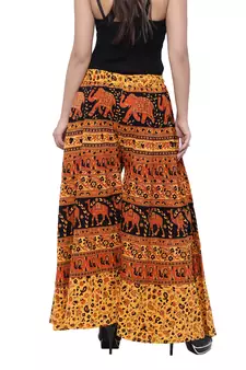 Yellow  Cotton Long Printed Palazzo