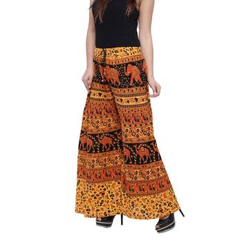 Yellow  Cotton Long Printed Palazzo 4