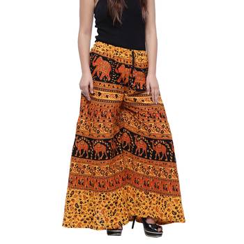 Yellow  Cotton Long Printed Palazzo 5