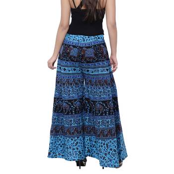 Blue  Cotton Long Printed Palazzo 2