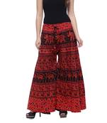 Red  Cotton Long Printed Palazzo